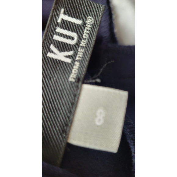 Kut From The Kloth Navy Blue Sawyer Side Striped Cropped Pants Women's Size 8 - Picture 2 of 11